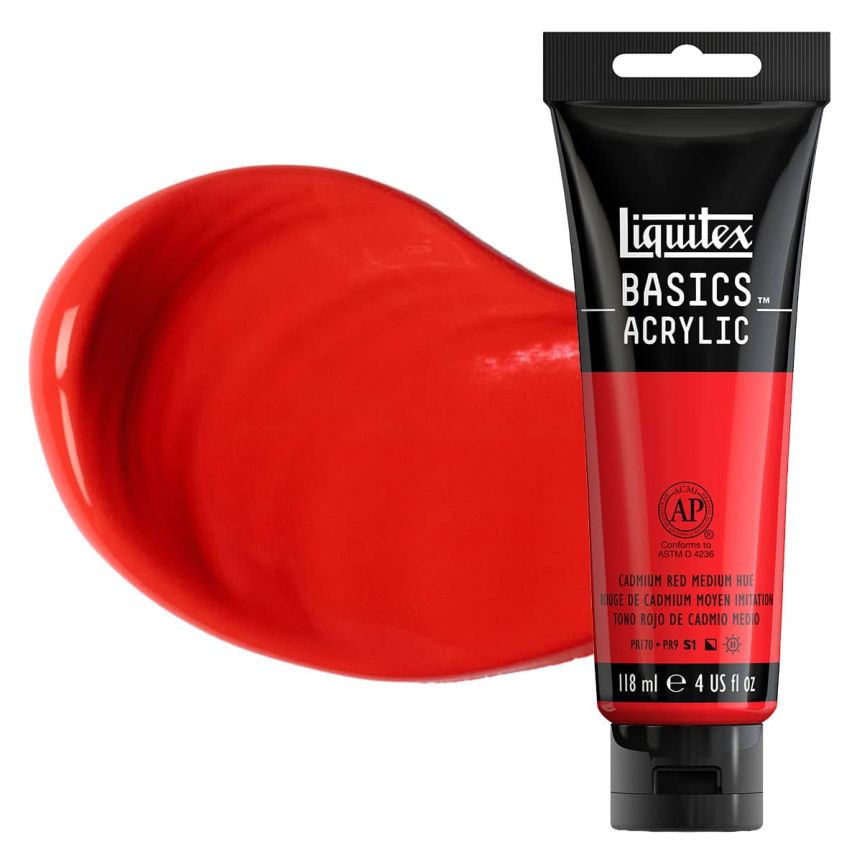 Liquitex Basics Acrylic Paint - Cadmium Red Medium Hue, 4oz Tube