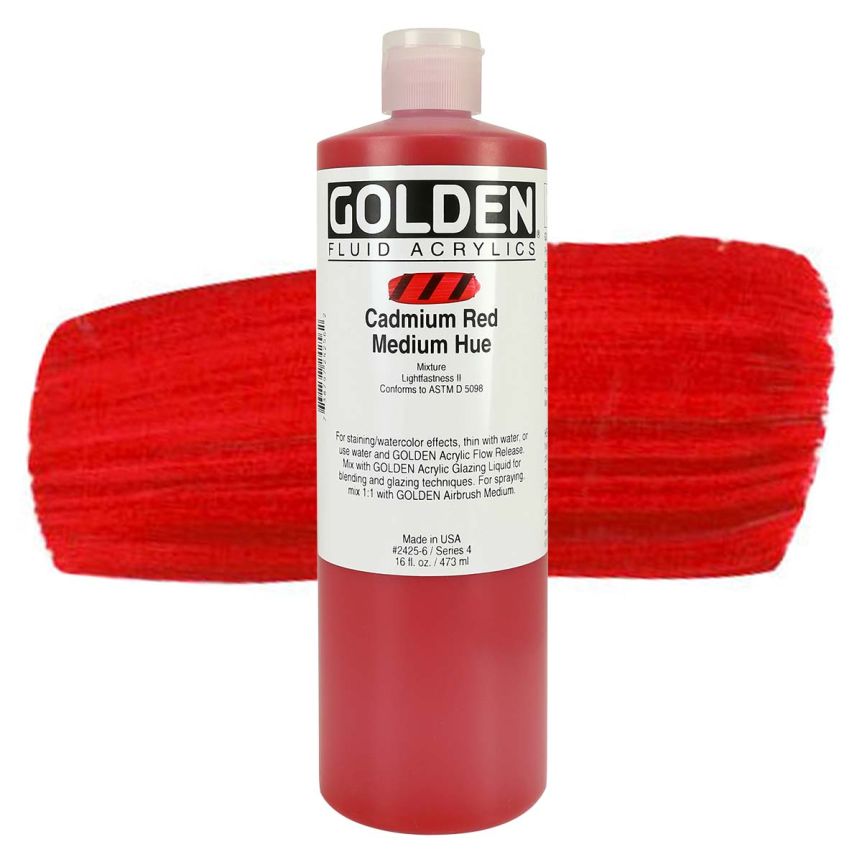 GOLDEN Fluid Acrylics Cadmium Red Medium Hue, 16oz