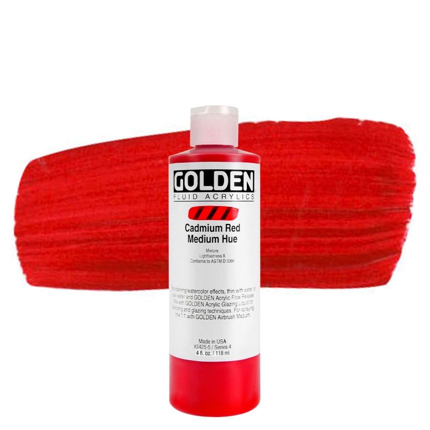 GOLDEN Fluid Acrylics Cadmium Red Medium Hue, 4oz