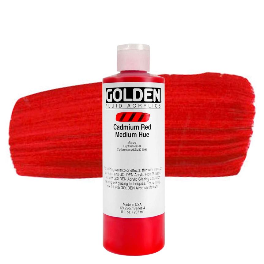 GOLDEN Fluid Acrylics Cadmium Red Medium Hue, 8oz