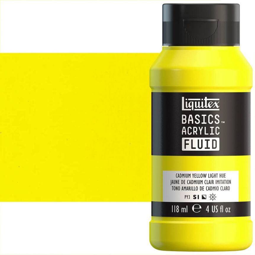 Liquitex Basics Fluid Acrylic - Cadmium Yellow Light Hue, 4oz Bottle