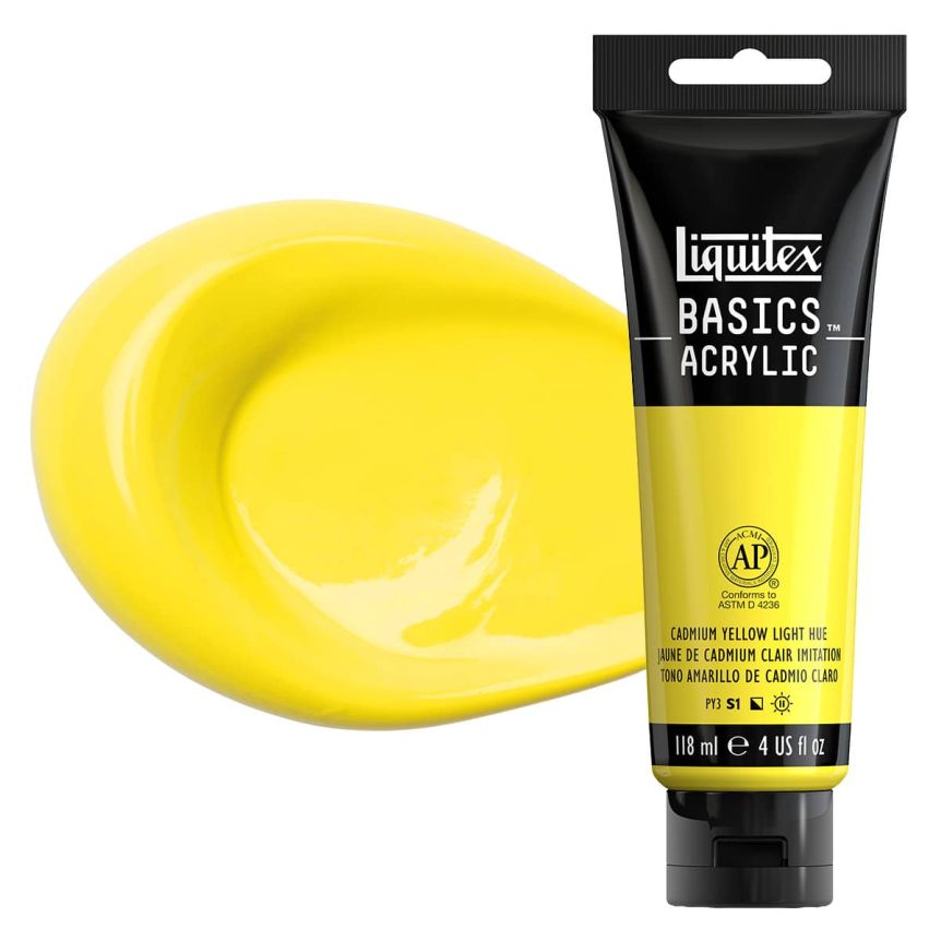 Liquitex Basics Acrylic Paint - Cadmium Yellow Light Hue, 4oz Tube