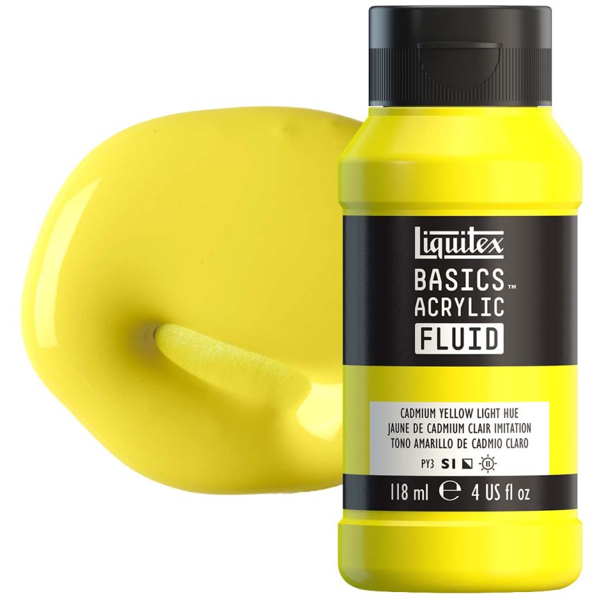 Liquitex BASICS Acrylic Fluid - Cadmium Yellow Light Hue, 4oz Bottle