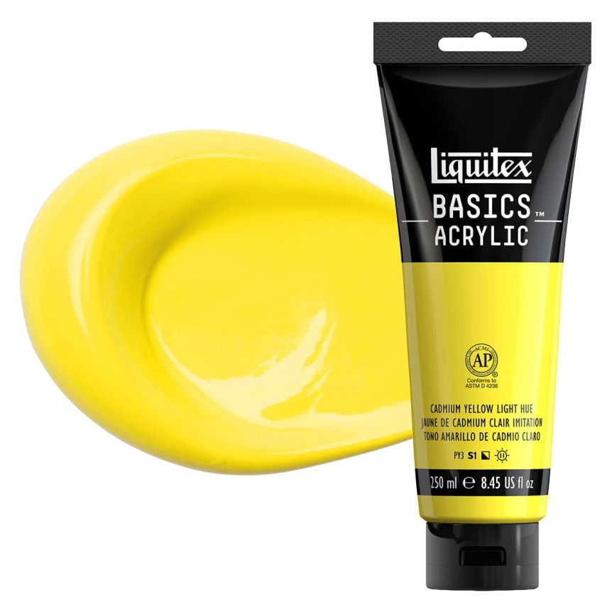 Liquitex Basics Acrylic Paint - Cadmium Yellow Light Hue, 250ml Tube