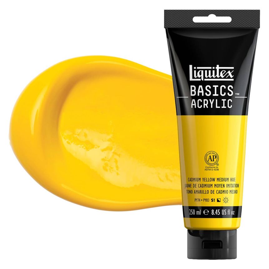 Liquitex Basics Acrylic Paint - Cadmium Yellow Medium Hue, 250ml Tube