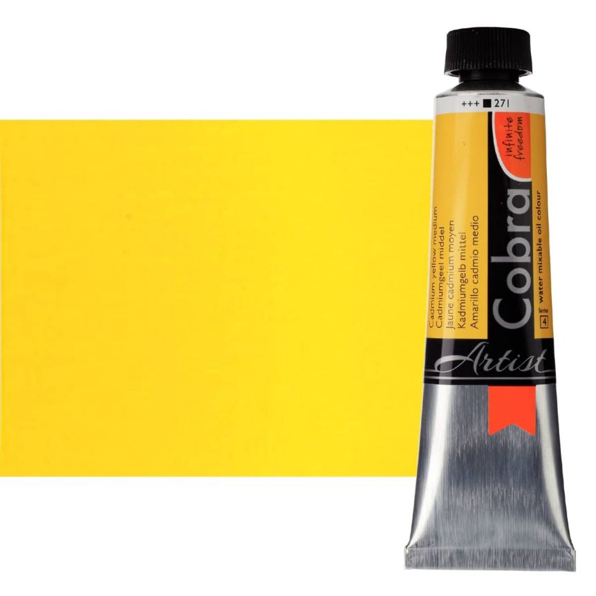 Cobra Water-Mixable Oil Color, Cadmium Yellow Medium 40ml Tube