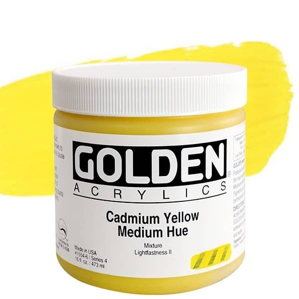 GOLDEN Heavy Body Acrylics - Cadmium Yellow Medium Hue, 16oz Jar