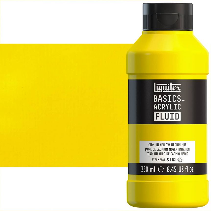 Liquitex Basics Fluid Acrylic - Cadmium Yellow Medium Hue, 4oz Bottle
