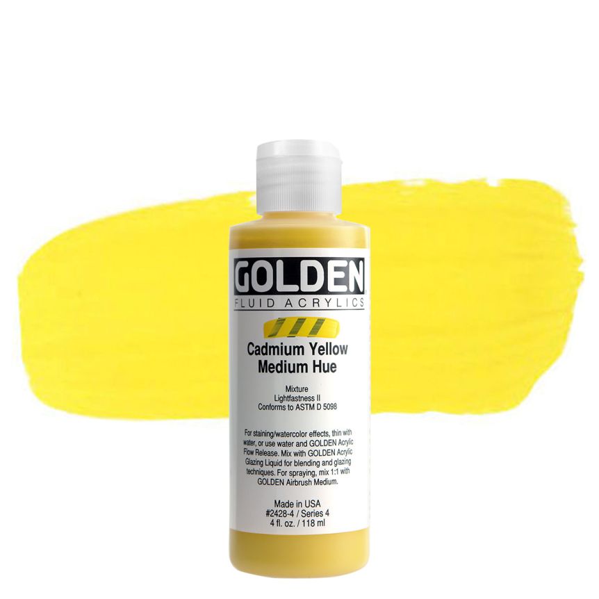 GOLDEN Fluid Acrylics Cadmium Yellow Medium Hue, 4oz
