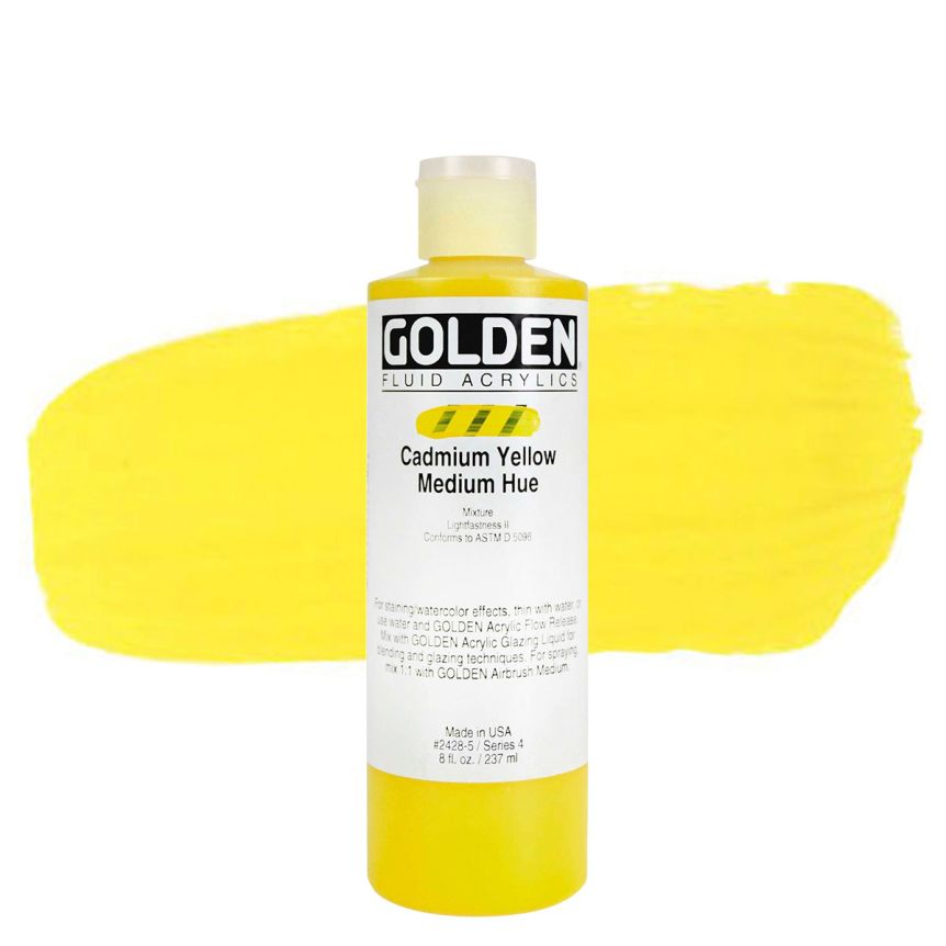 GOLDEN Fluid Acrylics Cadmium Yellow Medium Hue, 8oz