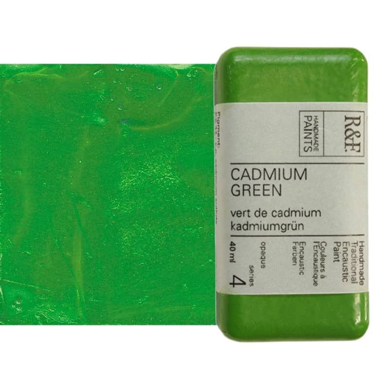 R&F Encaustic Handmade Paint 40 ml Block - Cadmium Green