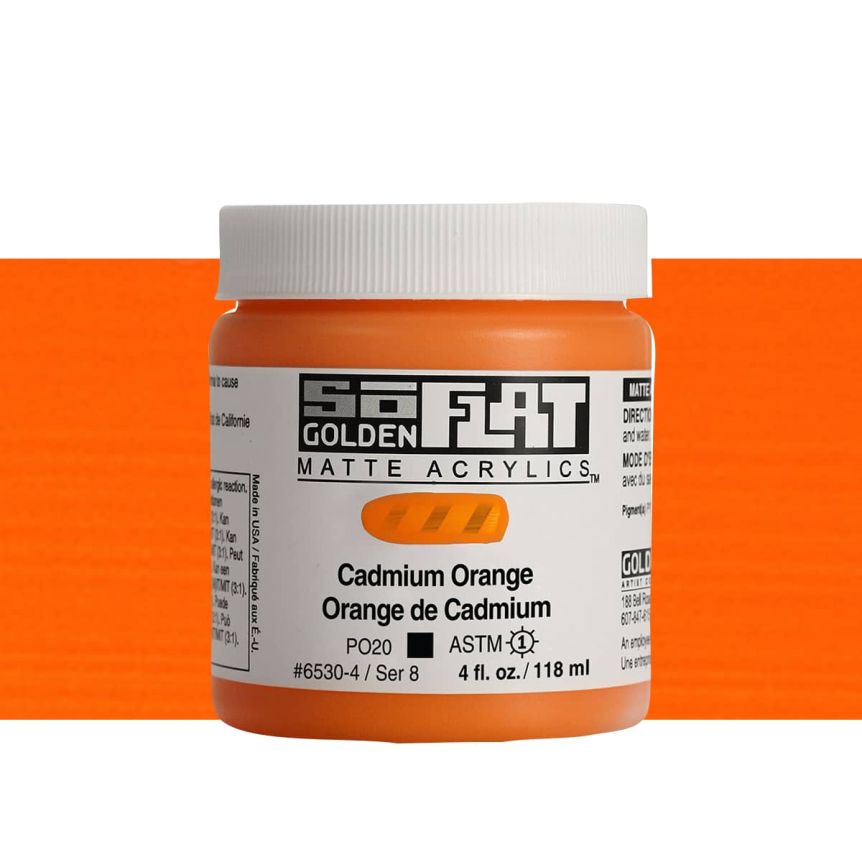 Golden SoFlat Matte Acrylic 4 oz Cadmium Orange