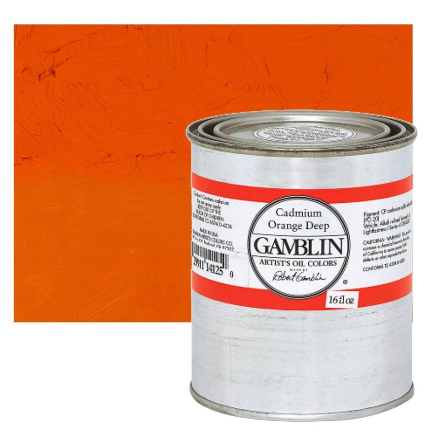 Gamblin Artists Oil - Cadmium Orange Deep, 16oz Can
