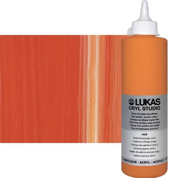 Cryl Studio Acrylic Paint - Cadmium Orange Hue, 500ml Bottle