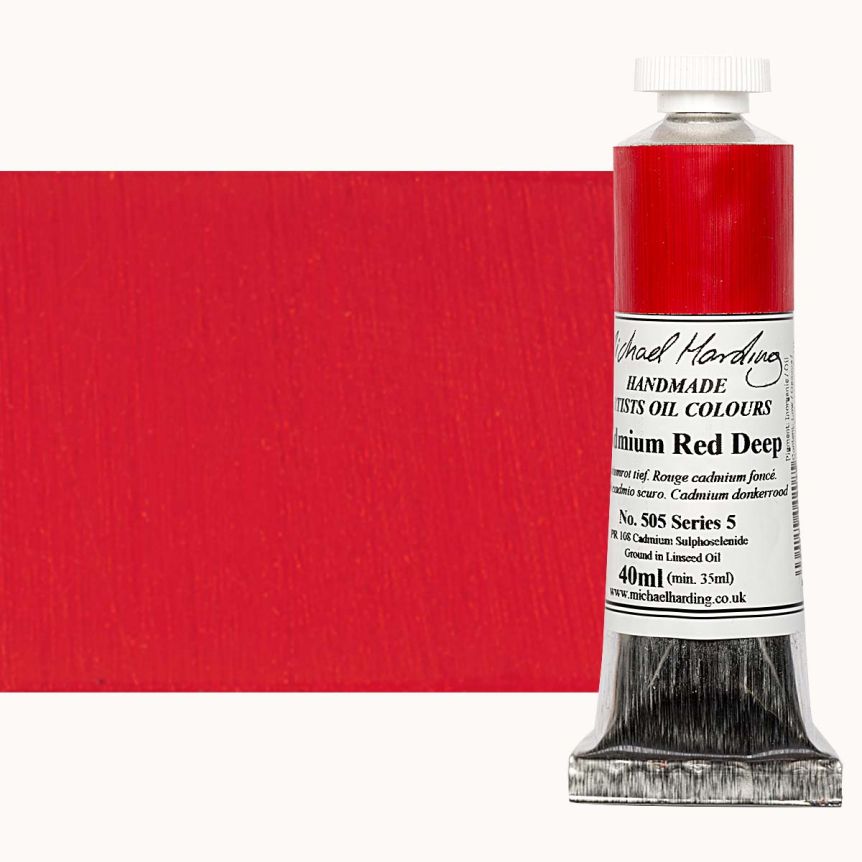 Michael Harding Oil Color - Cadmium Red Deep, 40ml Tube
