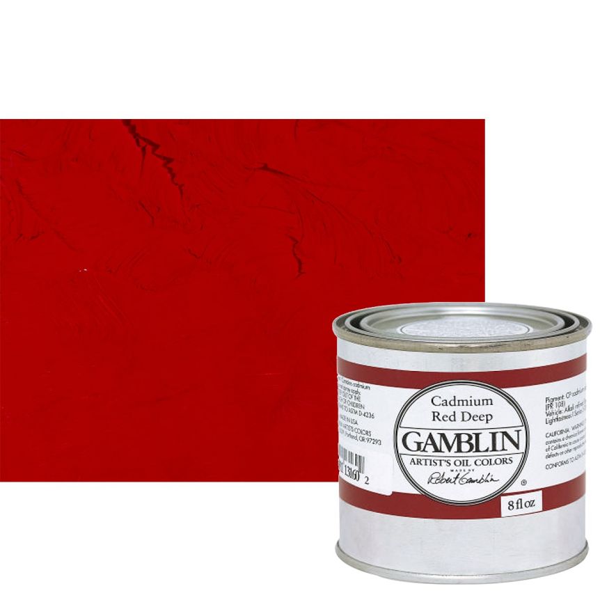 Gamblin Artists Oil - Cadmium Red Deep, 8oz Can