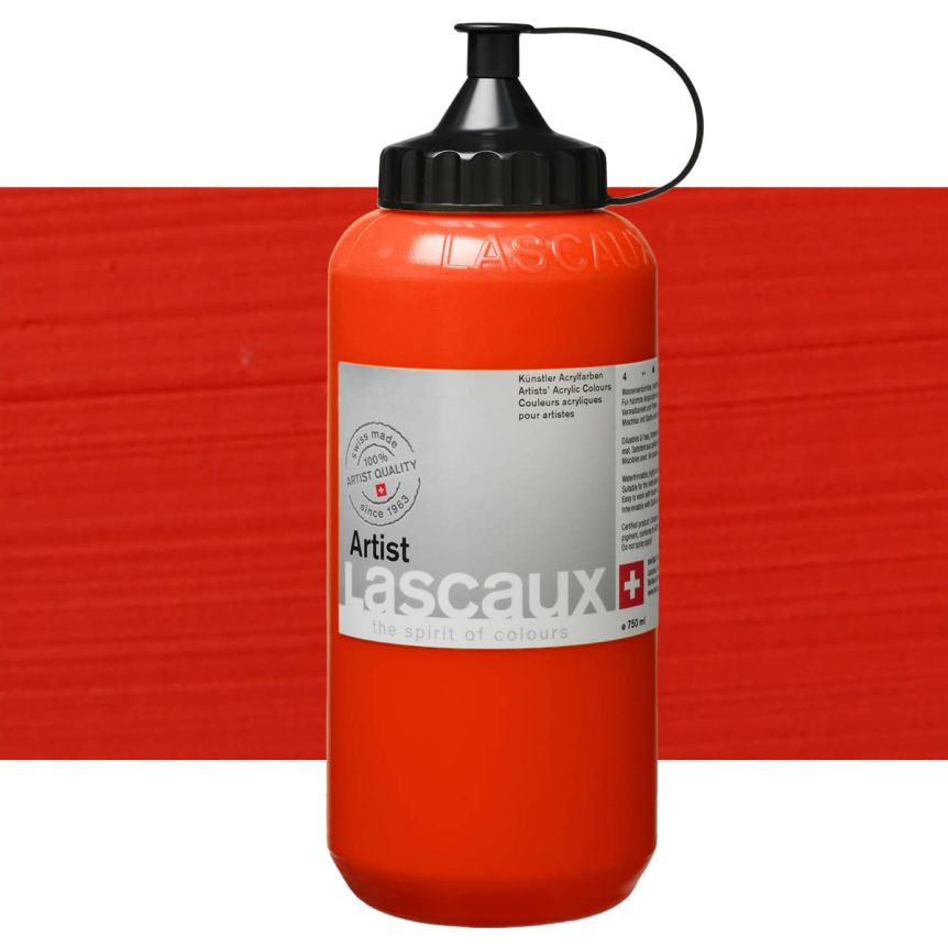 Lascaux Thick Bodied Artist Acrylics Cadmium Red Light 750 ml