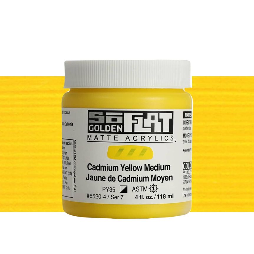 Golden SoFlat Matte Acrylic 4 oz Cadmium Yellow Medium