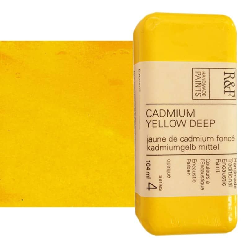 R&F Encaustic Handmade Paint 104 ml Block - Cadmium Yellow Deep