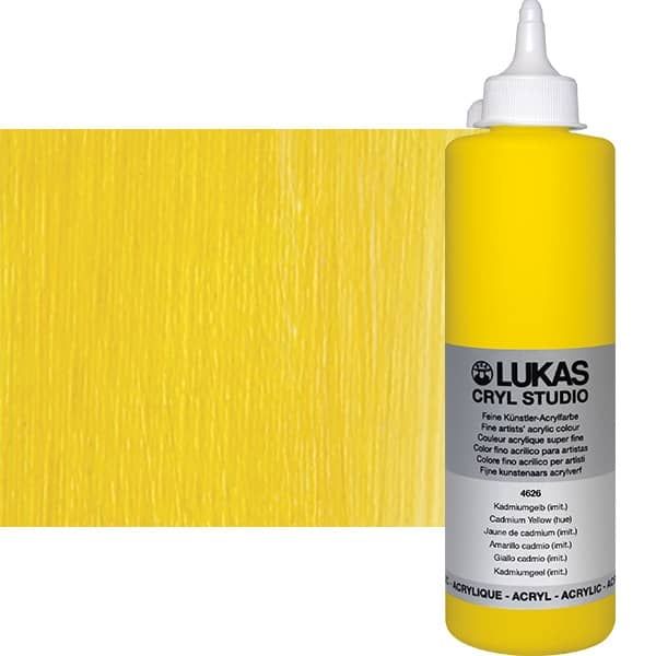 Cryl Studio Acrylic Paint - Cadmium Yellow Hue, 500ml Bottle