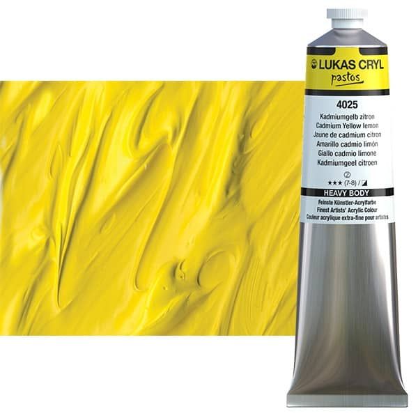 LUKAS CRYL Pastos Acrylics - Cadmium Yellow Lemon, 200ml Tube