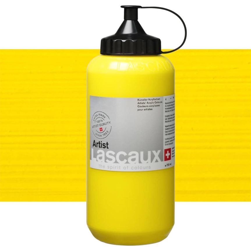 Lascaux Thick Bodied Artist Acrylics Cadmium Yellow Light 750 ml 