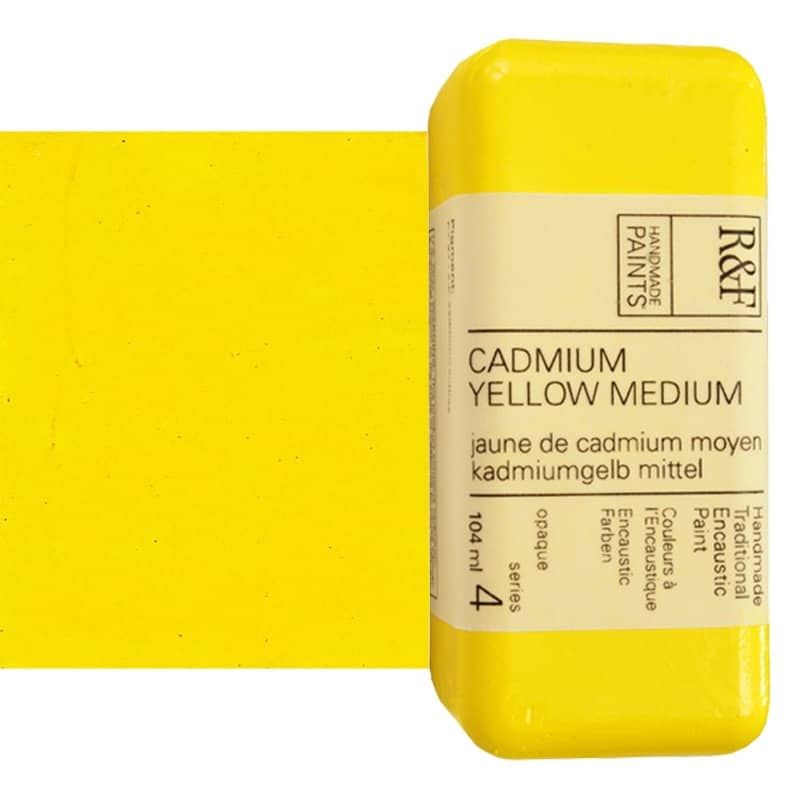R&F Encaustic Handmade Paint 104 ml Block - Cadmium Yellow Medium