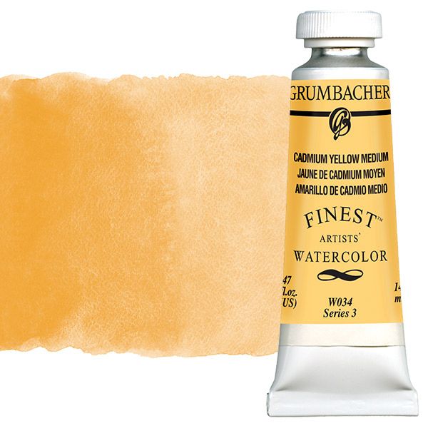 Grumbacher Finest Artists' Watercolor 14 ml Tube - Cadmium Yellow Medium