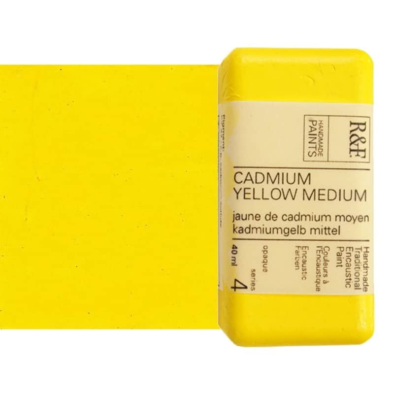 R&F Encaustic Handmade Paint 40 ml Block - Cadmium Yellow Medium