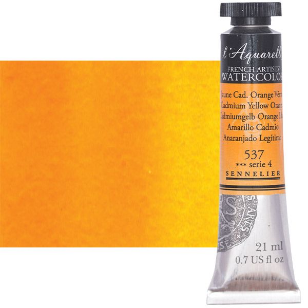 Sennelier l'Aquarelle Artists Watercolor - Cadmium Yellow Orange, 21ml Tube