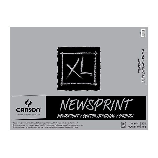 XL Rough Newsprint (100 Sheets - Tape Bound)	18X24 In