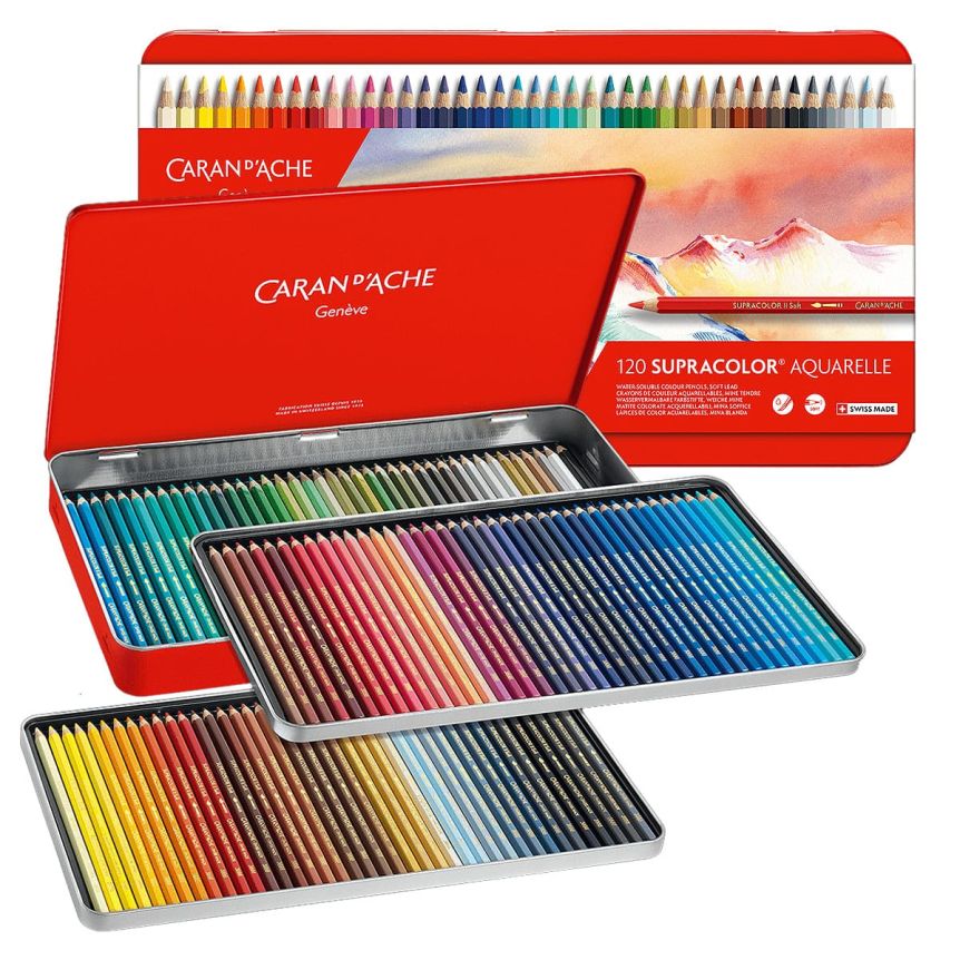 Caran d'Ache Supracolor II Tin Set of 120, Soft Aquarelle Pencils