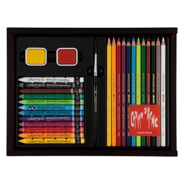 Caran D'Ache 27pc Discovery Wood Box Multi-Product Gift Set