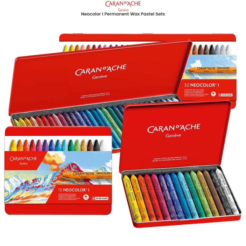 Caran dAche Neocolor I Water-Resistant Wax Pastels, 15 Colors