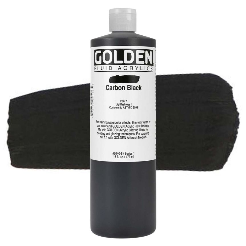 GOLDEN Fluid Acrylics Carbon Black, 16oz