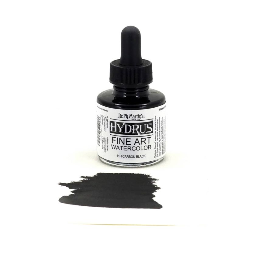 Dr. Ph. Martin's Hydrus Watercolor 1 oz Bottle - Carbon Black
