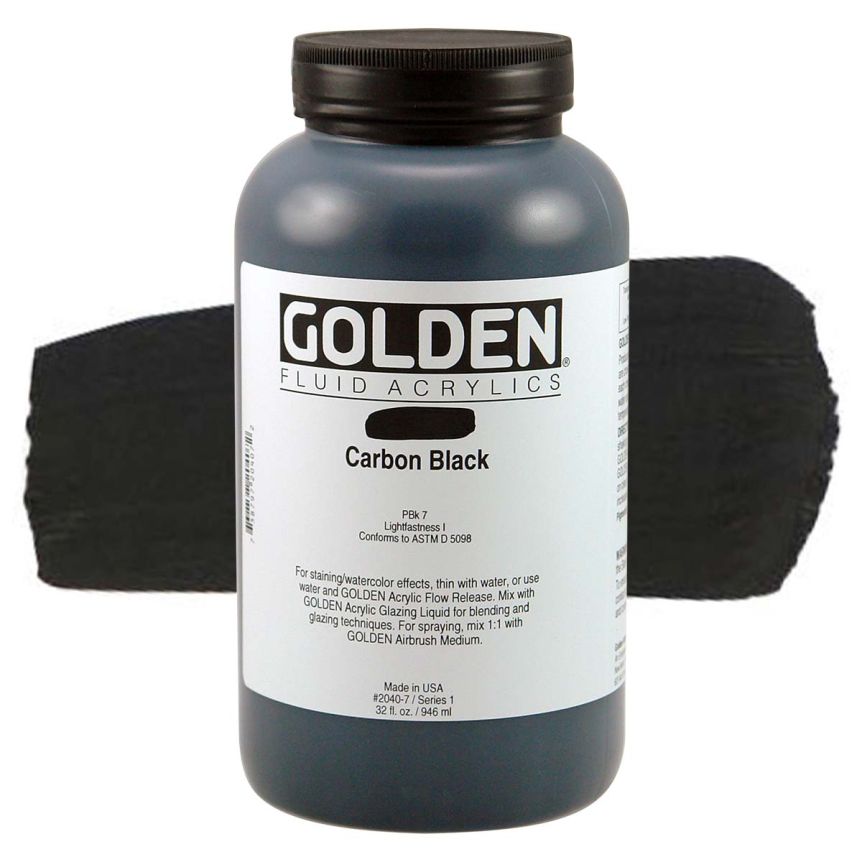 GOLDEN Fluid Acrylics Carbon Black, 32oz