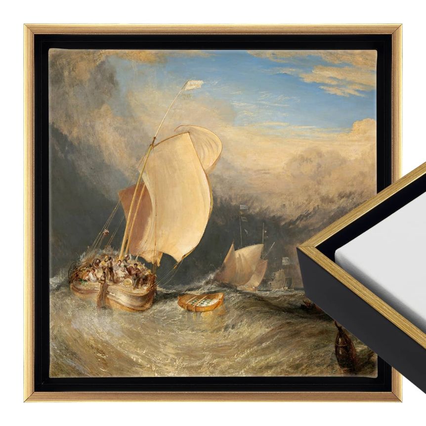 Cardinali Floater Frame, Black/Antique Gold 16"x16" - 1-1/2" Deep