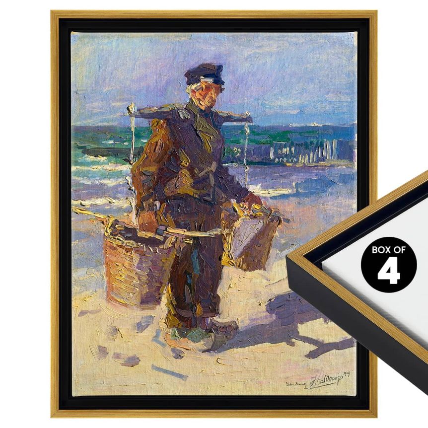 Cardinali Standard Depth Antique Gold/Black Floater Frame Box of 4 - 12"x24" - 3/4" Deep