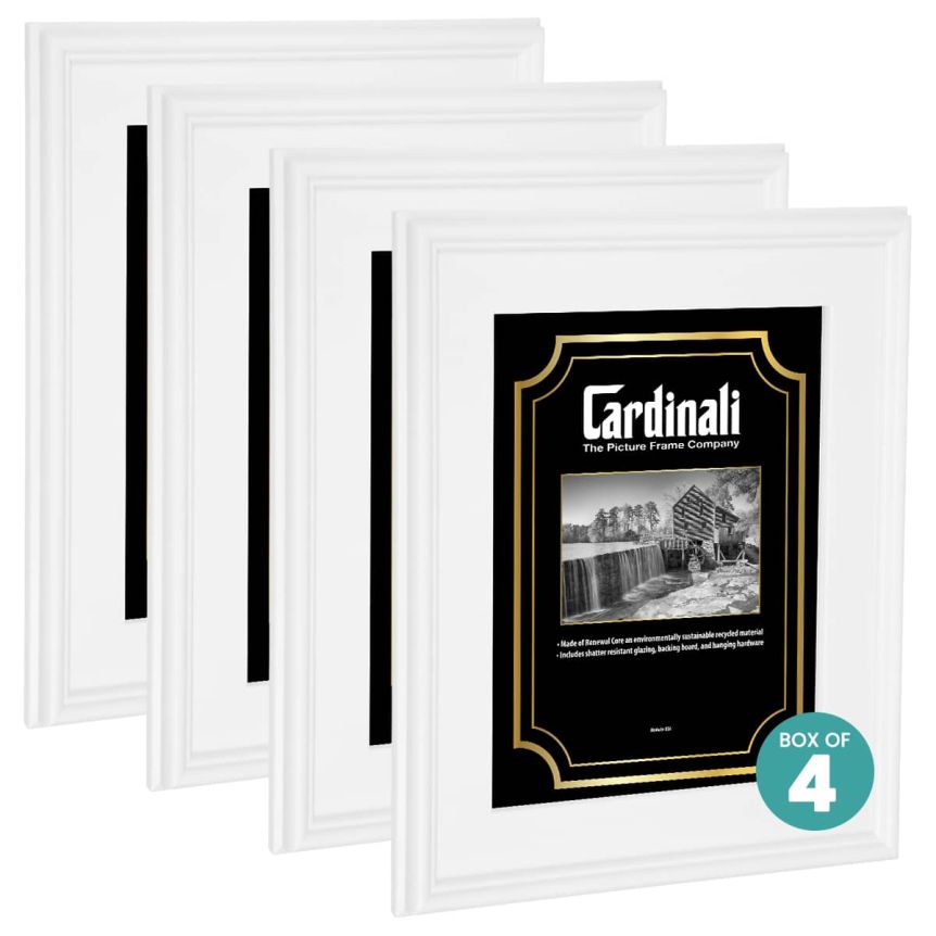 Cardinali Plein Aire Frame - White w/ Acrylic Glazing and Cardboard Backing 12" x 16" (Box of 4)