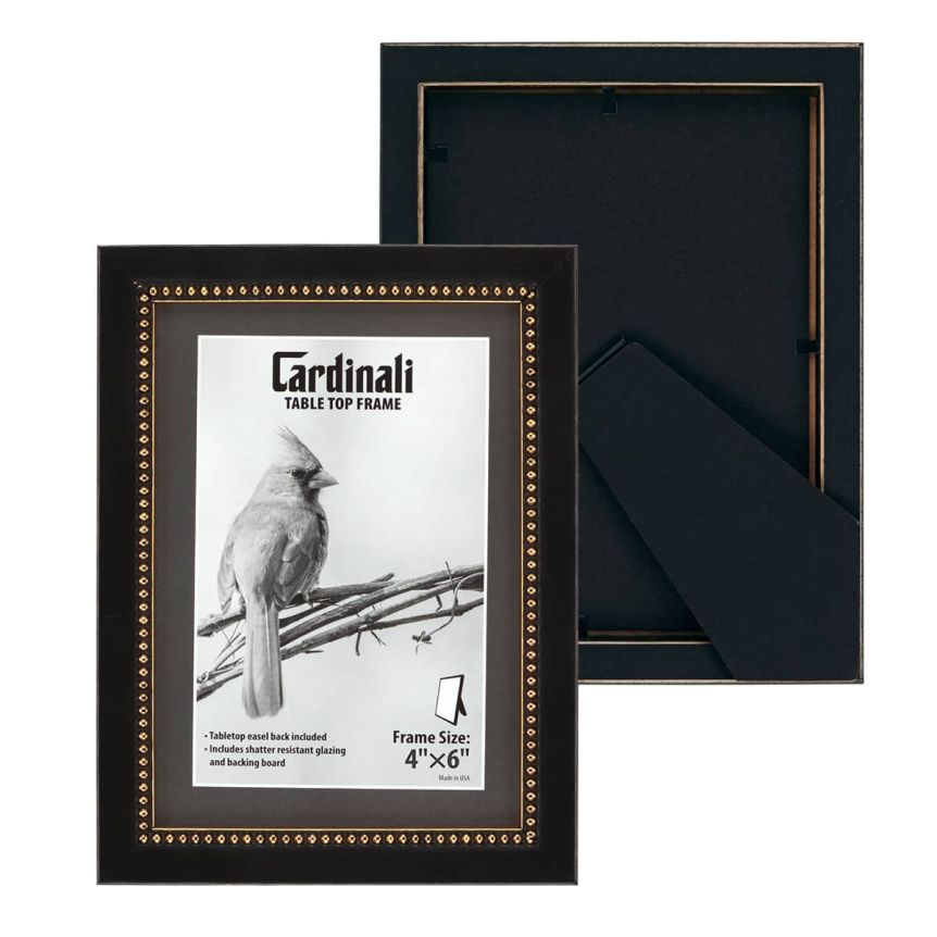 Cardinali Winston Style Tabletop Frame, Black with Gold Bead - 4 x 6
