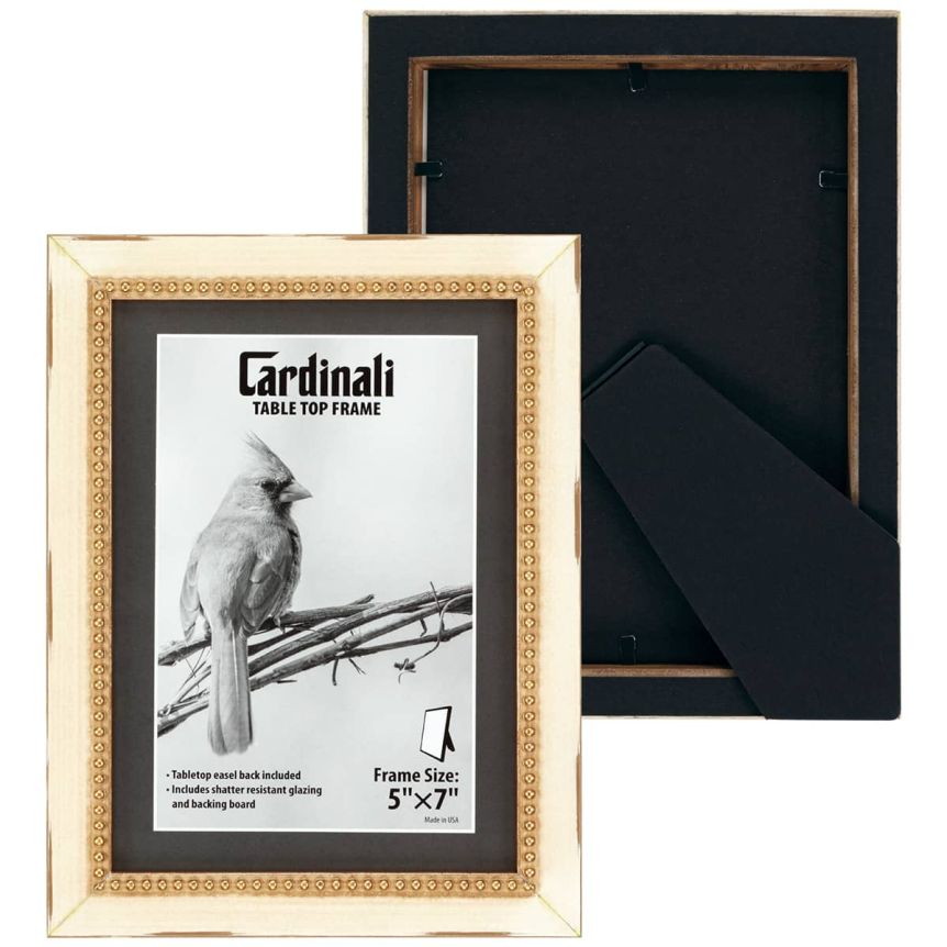 Cardinali Winston Style Tabletop Frame, Cream with Gold Bead - 5 x 7