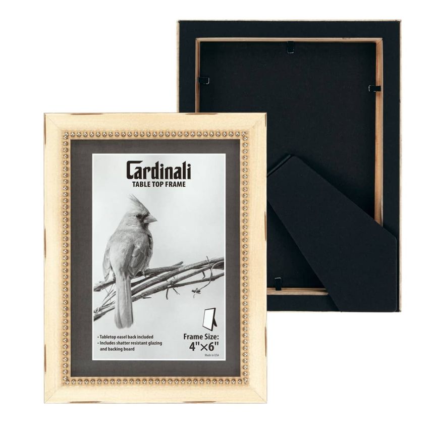 Cardinali Winston Style Tabletop Frame, Cream with Silver Bead - 4 x 6