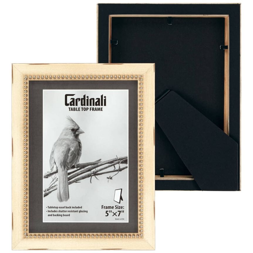 Cardinali Winston Style Tabletop Frame, Cream with Silver Bead - 5 x 7