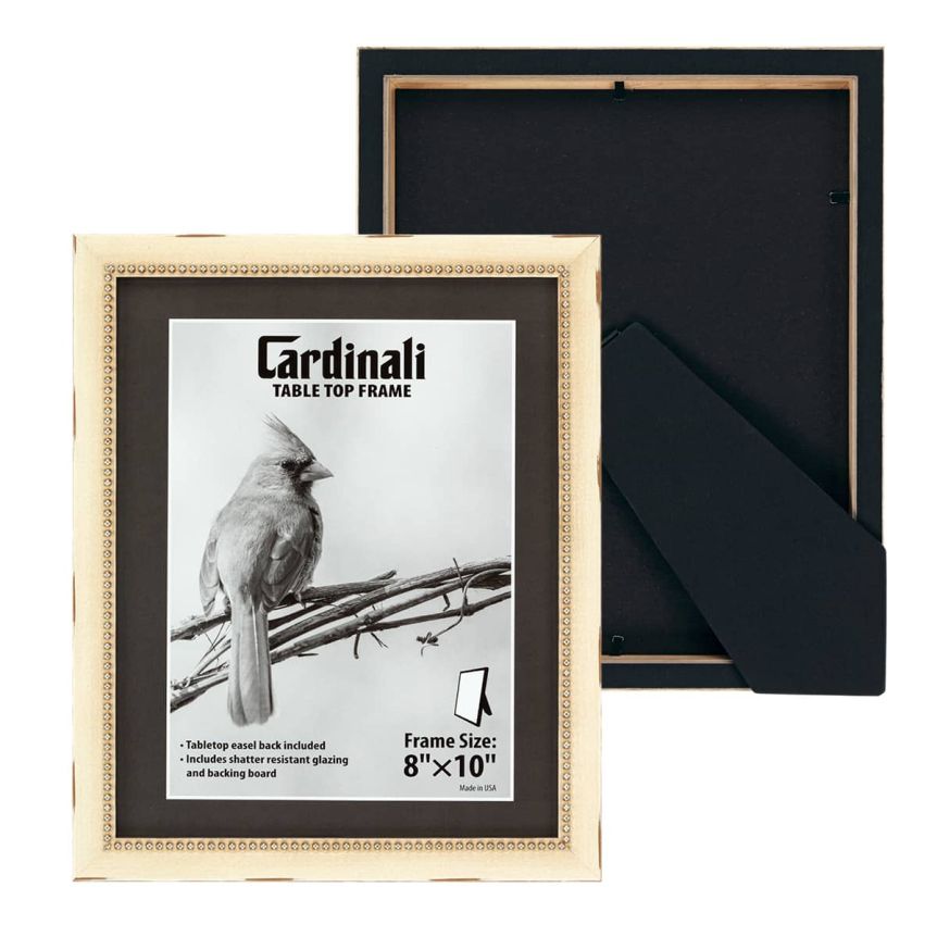 Cardinali Winston Style Tabletop Frame, Cream with Silver Bead - 8 x 10