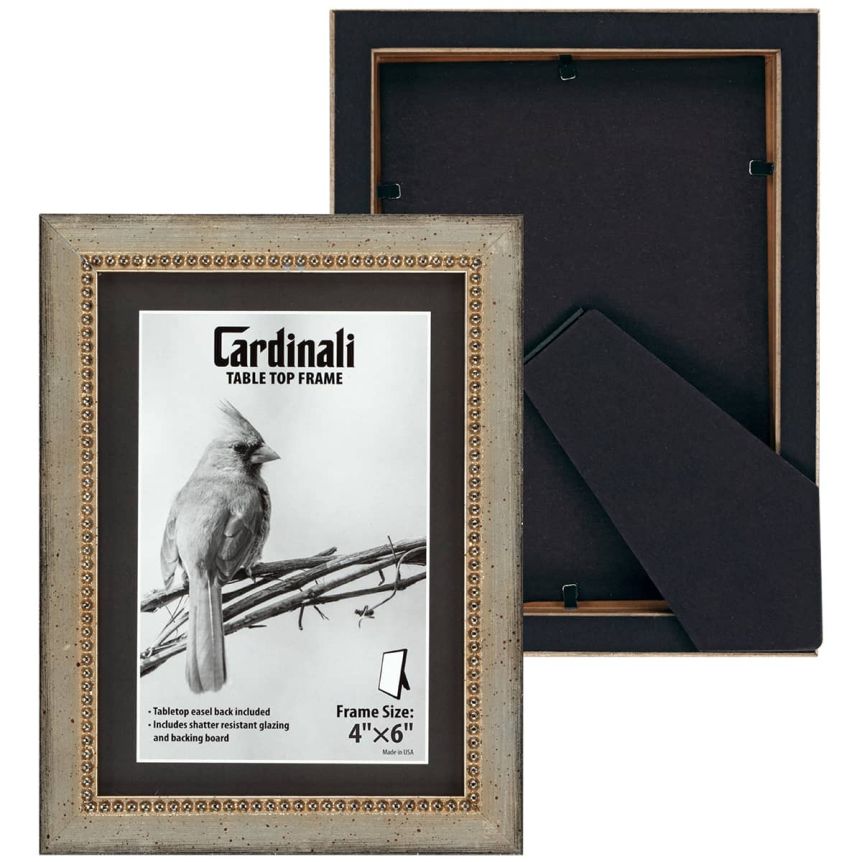 Cardinali Winston Style Tabletop Frame, Silver with Silver Bead - 4 x 6