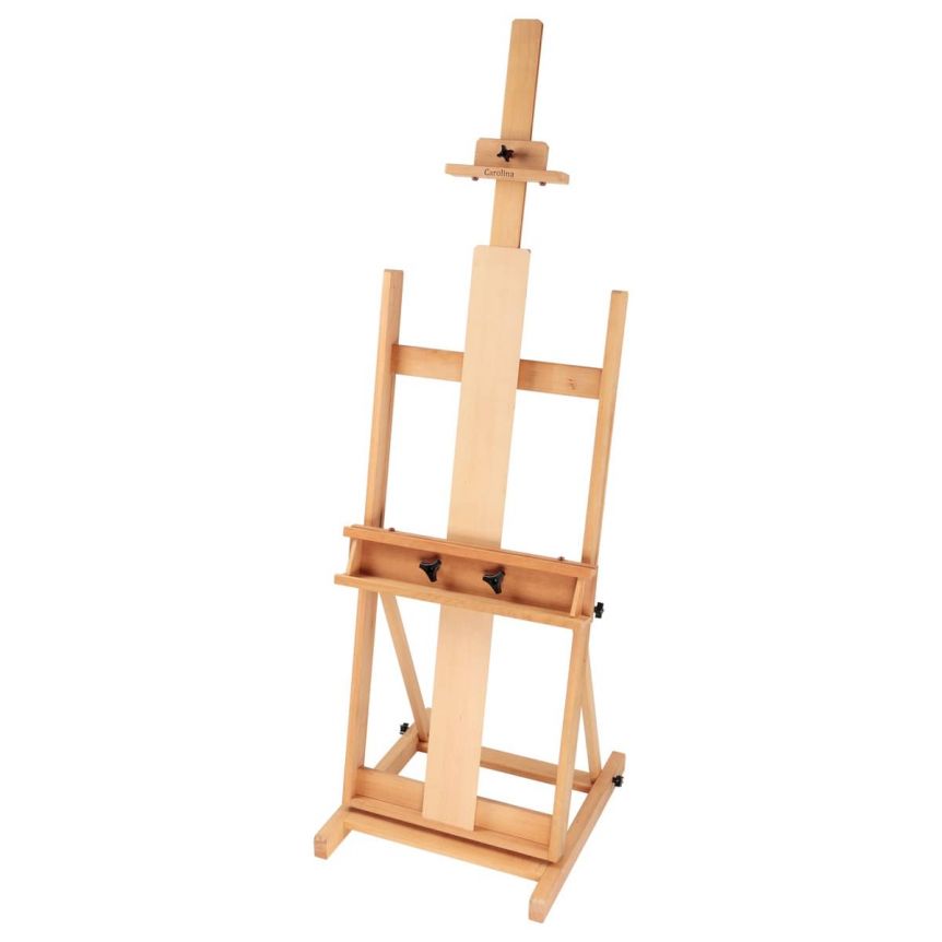 Large Wooden H-Frame Studio Easel with Artist Storage Drawer and