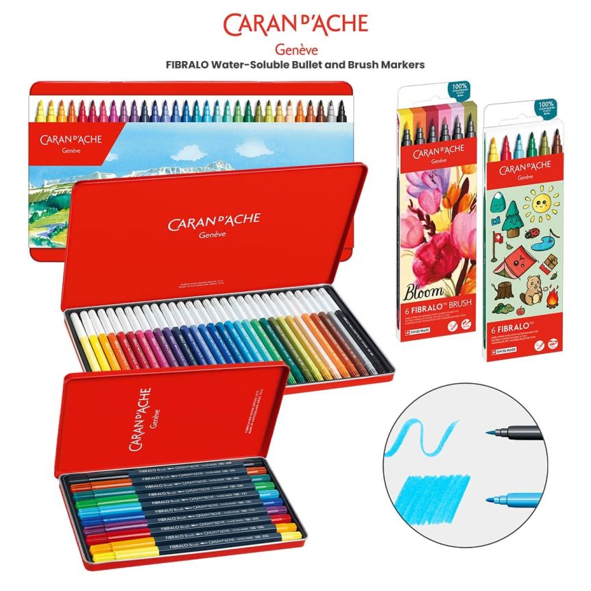 Caran d'Ache FIBRALO Water-Soluble Bullet and Brush Markers