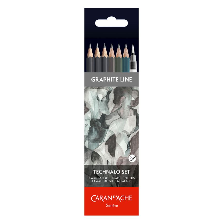 Caran d'Ache Technalo Water-soluble Graphite Pencil, Tin Set of 7