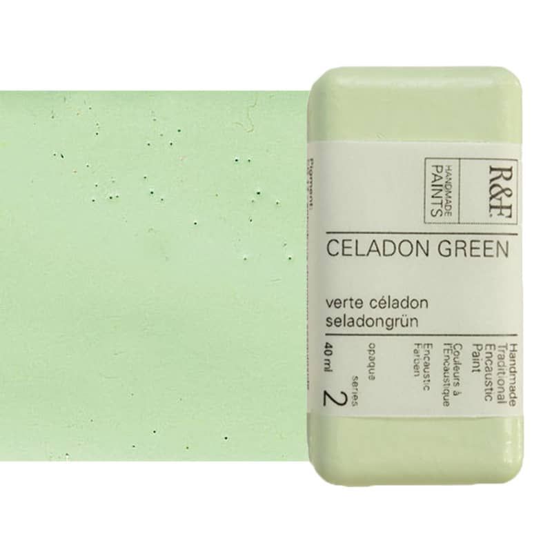 R&F Encaustic Handmade Paint 40 ml Block - Celadon Green